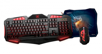 Gaming Keyboard & Mouse & Mouse Pad Qumo Axe Strike, Multimedia, 7 color backlight, Black, USB