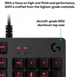 Gaming Keyboard Logitech G413, Mechanical, Romer-G Tactile Aluminum alloy, Gaming Keycaps, USB passt