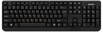Wireless Keyboard SVEN KB-C2200W, Fullsize layout, Splash proof, Fn key, Nano rec., 2.4GHz, Black