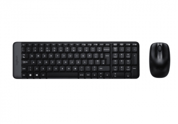 Wireless Keyboard & Mouse Logitech MK220, Compact, Quiet typing, FN key, 2xAAA/2xAA, Black