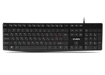 Keyboard SVEN KB-S305, Low profile keys, FN Keys, Splash proof, Black, USB