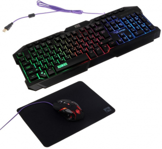 Gaming Keyboard & Mouse & Mouse Pad Qumo Mystic, Fn hotkeys, backlight, Black, USB
