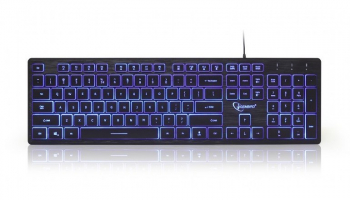 Keyboard Gembird KB-UML3-01, Slimline, Silent, Fn key, 3-color backlight, Black, USB