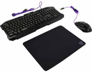 Gaming Keyboard & Mouse & Mouse Pad Qumo Mystic, Fn hotkeys, backlight, Black, USB