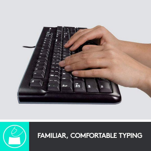 Keyboard & Mouse Logitech MK120, Thin profile, Spill-resistant, Quiet typing, Black, USB 