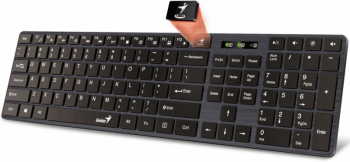 Keyboard Genius SlimStar 126, Multimedia, 12 Fn keys, Low-profile, Chocolate keycap, Smart, Brushed 