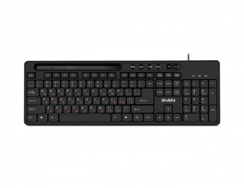 Keyboard SVEN KB-S302, Multimedia, Tray for smartphone, Black, USB