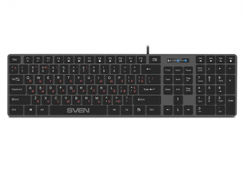 Keyboard SVEN KB-E5000, Low-profile, Island-style, Fn Keys, Grey/Black, USB
