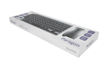 Wireless Keyboard & Mouse Qumo Paragon, Ultra-thin, Compact, Fn key, Rechargeable, 2.4 Ghz, Silver
