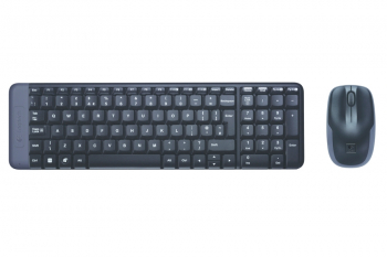 Wireless Keyboard & Mouse Logitech MK220, Compact, Quiet typing, FN key, 2xAAA/2xAA, Black