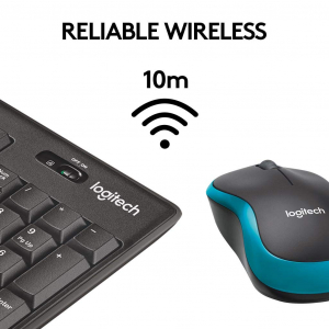 Wireless Keyboard & Mouse Logitech MK275, Media keys, Spill-resistant, 1000dpi, 3 buttons, 2xAAA/1xA