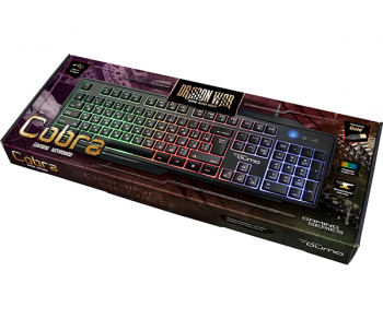 Gaming Keyboard Qumo Cobra, 12 Fn keys, Metal plate, Backlight, Black, USB