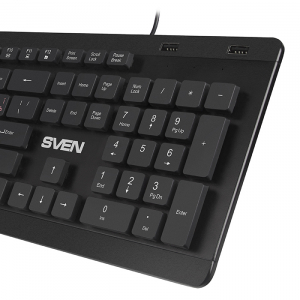 Keyboard SVEN KB-E5700H, Slim, Low-proﬁle keys, Island-style, Fn key, 2xUSB ports, Black, USB