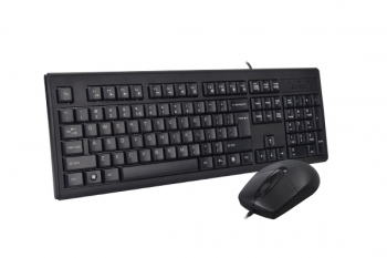 Keyboard & Mouse A4Tech KR-8372, Laser Engraving, Splash Proof, 1000 dpi, 3 buttons,Black, USB