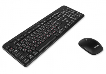 Wireless Keyboard & Mouse SVEN KB-C3200W, Multimedia, Splash proof, 1xAA/1xAA, Black