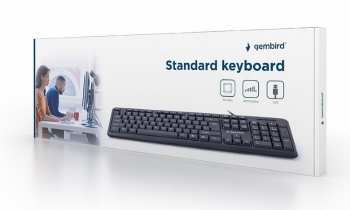 Keyboard Gembird KB-U-103-RU, Standard, Full size, Silent, Black, USB