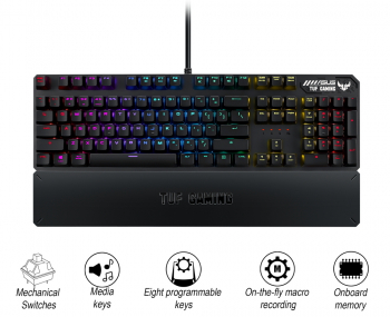 Gaming Keyboard Asus TUF Gaming K3, Mechanical,Aluminum fram, RGB, NKRO, USB passthrough, Wrist Rest