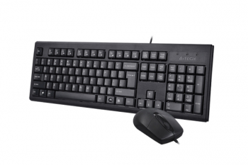 Keyboard & Mouse A4Tech KR-8372, Laser Engraving, Splash Proof, 1000 dpi, 3 buttons,Black, USB