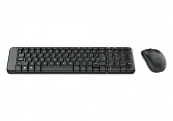 Wireless Keyboard & Mouse Logitech MK220, Compact, Quiet typing, FN key, 2xAAA/2xAA, Black