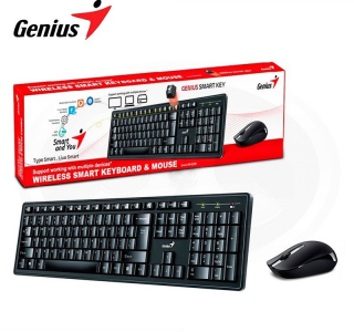 Wireless Keyboard & Mouse Genius KM-8200, 12 Fn keys, Spill resistant, Chocolate keycap, 1000dpi, 3 