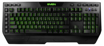 Gaming Keyboard SVEN KB-G9600, Multimedia, 6 G-keys, Macro, 3 color backlight, Wrist rest, USB