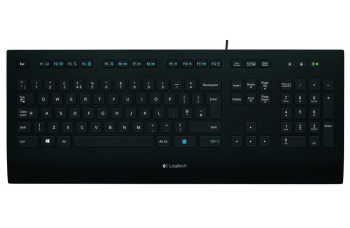 Keyboard Logitech K280e, Low-profile, Quiet typing, Spill-resistant, Palm rest,FN key,US Layout, USB