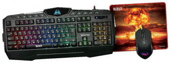 Gaming Keyboard & Mouse & Mouse Pad Qumo Wartime, Fn hotkeys, RGB, AntiGhosting, Black, USB