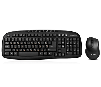 Wireless Keyboard & Mouse SVEN KB-C3600W, Multimedia,  Nano rec., 2.4GHz, 1xAA/2xAAA, Black