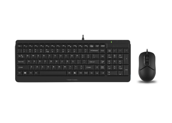 Keyboard & Mouse A4Tech F1512, Laser Engraving, Splash Proof, 1200 dpi, 3 buttons, Black, USB