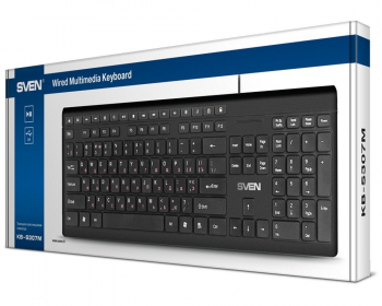 Keyboard SVEN KB-S307M, Multimedia, Power off key , Chocolate layout, Black, USB