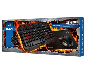 Gaming Keyboard & Mouse & Mouse Pad SVEN GS-9200, Multimedia, Spill resistant, WinLock Black, USB