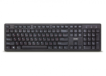 Wireless Keyboard SVEN KB-E5800W, Slim, Low-profile keys, Fn key, Nano rec., 2.4 Ghz, 1xAA, Black