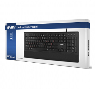 Keyboard SVEN KB-E5500, Low-profile, Island-style, Fn Keys, Splash proof, Wrist rest, Balck, USB