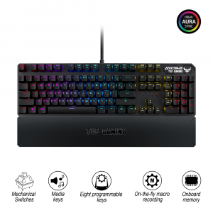 Gaming Keyboard Asus TUF Gaming K3, Mechanical,Aluminum fram, RGB, NKRO, USB passthrough, Wrist Rest