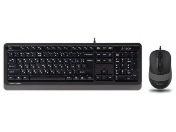 Keyboard & Mouse A4Tech F1010, Laser Engraving, Splash Proof, 1600 dpi, 4 buttons, Black/Grey, USB