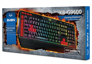 Gaming Keyboard SVEN KB-G9600, Multimedia, 6 G-keys, Macro, 3 color backlight, Wrist rest, USB