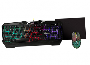Gaming Keyboard & Mouse & Mouse Pad Qumo Solaris, Anti Ghosting, Backligh, Black, USB