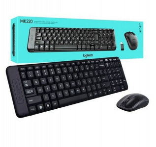 Wireless Keyboard & Mouse Logitech MK220, Compact, Quiet typing, FN key, 2xAAA/2xAA, Black