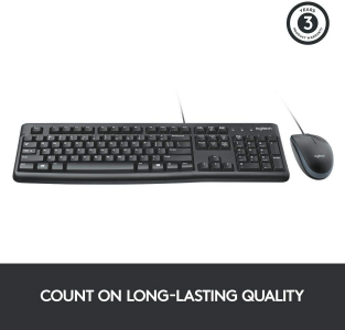 Keyboard & Mouse Logitech MK120, Thin profile, Spill-resistant, Quiet typing, Black, USB 