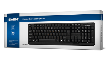 Wireless Keyboard SVEN KB-C2200W, Fullsize layout, Splash proof, Fn key, Nano rec., 2.4GHz, Black