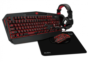 Gaming Keyboard & Mouse & Mouse Pad & Headset SVEN GS-4300, Black, USB/3.5mm