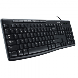 Keyboard Logitech K200 Multimedia, Thin profile, Quiet typing, Spill-resistant, Black, USB