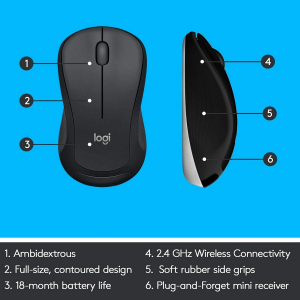 Wireless Keyboard & Mouse Logitech MK540, Spill-resistant, Quiet typing, Palm rest, Media Control, 1