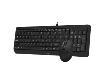 Keyboard & Mouse A4Tech F1512, Laser Engraving, Splash Proof, 1200 dpi, 3 buttons, Black, USB