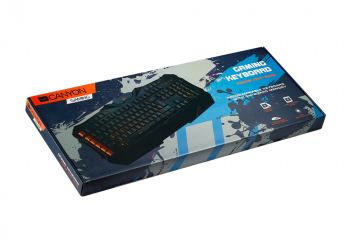 Gaming Keyboard Canyon Fobos, 5 macro keys, 8 multimedia keys, Backlighting, Black/Orange, USB