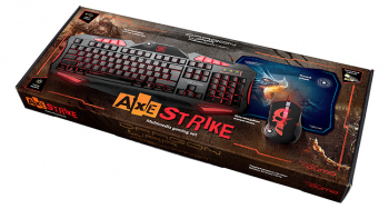Gaming Keyboard & Mouse & Mouse Pad Qumo Axe Strike, Multimedia, 7 color backlight, Black, USB