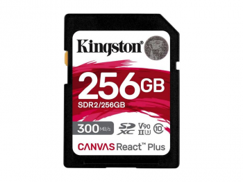 256GB  SDXC Card (Class 10) UHS-II , U3, Kingston Canvas React Plus "SDR2/256GB" (R/W:300/260MB/s)