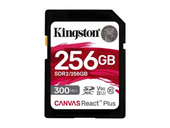 256GB  SDXC Card (Class 10) UHS-II , U3, Kingston Canvas React Plus "SDR2/256GB" (R/W:300/260MB/s)