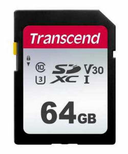 .64GB  SDXC Card (Class 10) UHS-I , U3, Transcend 300S  "TS64GSDC300S" (R/W:95/45MB/s)