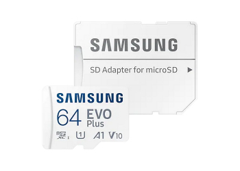 .64GB MicroSD (Class 10). UHS-I (U1)+SD adapter, Samsung EVO Plus "MB-MC64KA" (R:130MB/s)